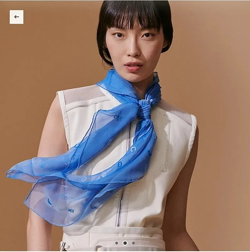 에르메스 2024년 한정판 까레 100 모슬린 멀티참 블루 새제품
