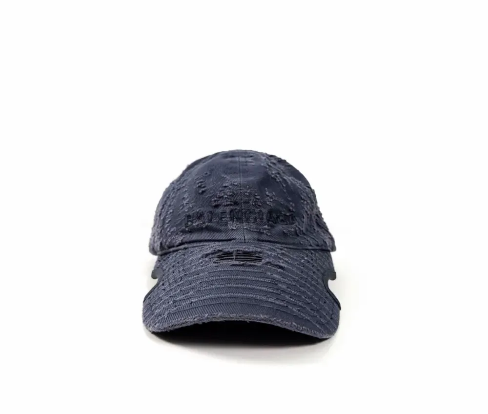 발렌시아가 23SS 데님 엠브로이드 디스트로이드 볼캡 모자 블루 사진 1