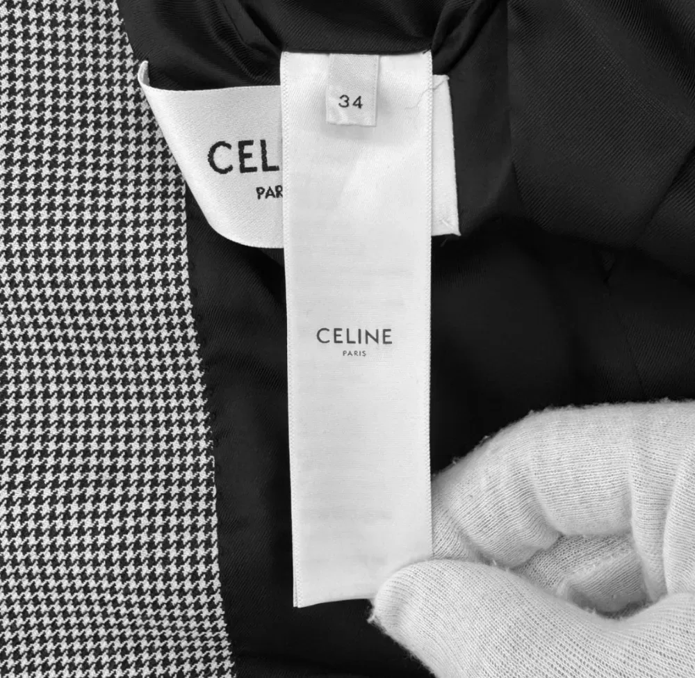 셀린느 여성 하운드 투스 울 실크 블레이저 자켓 사진 8