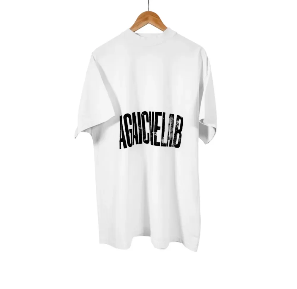 발렌시아가 AGAICNELAB 로고 라지핏 반팔 티셔츠 화이트 사진 1