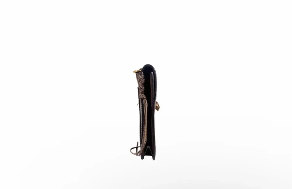 구찌 애니멀리에 타이거 헤드 체인 레더 숄더 크로스백 브라운 사진 4
