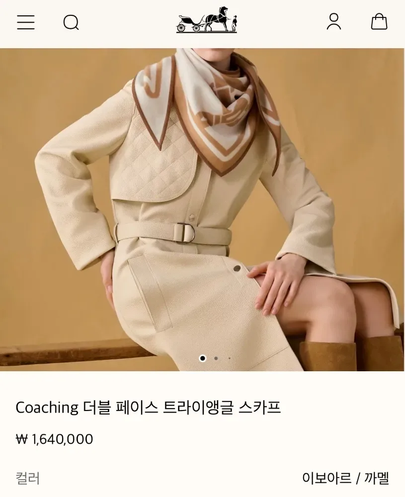 에르메스 캐시미어 더블페이스 트라이앵글 숄 사진 1