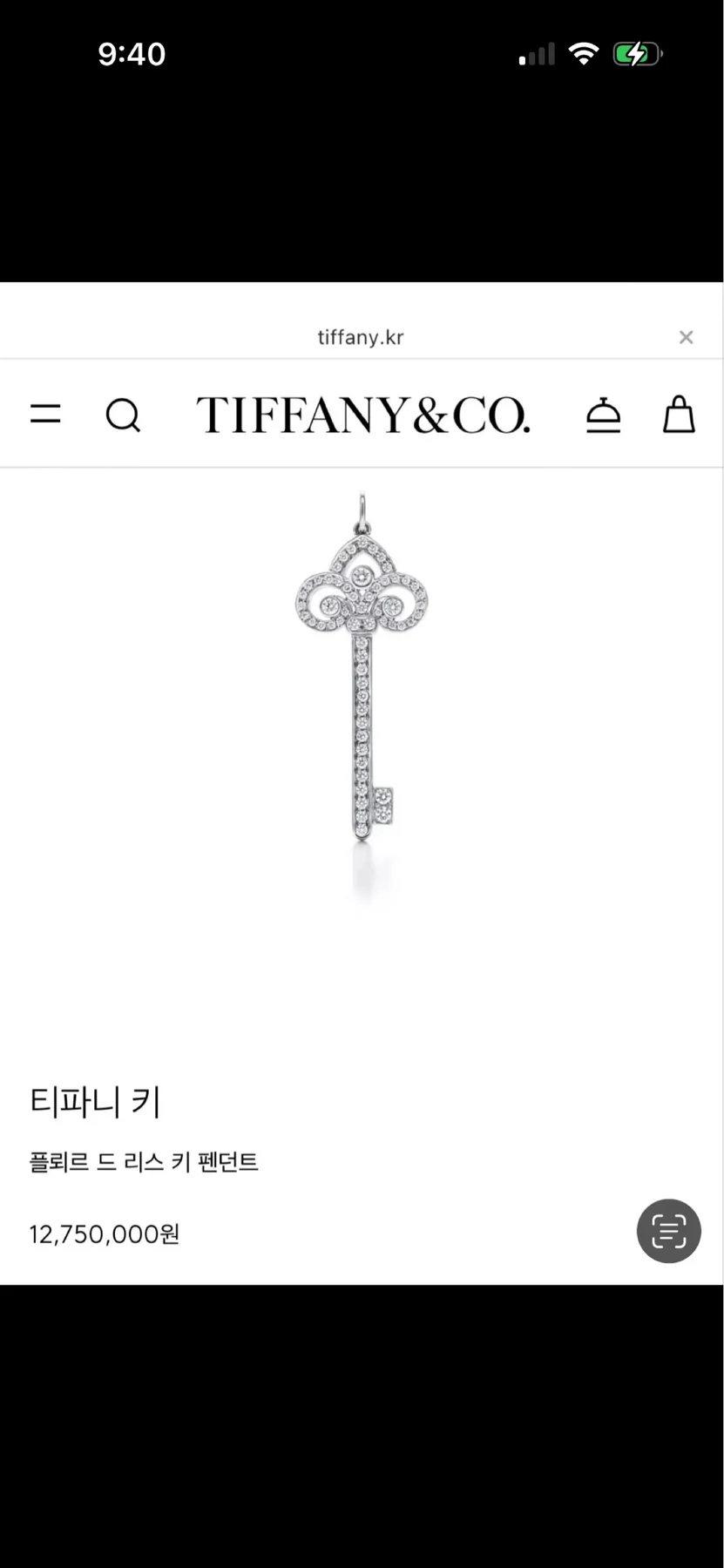 티파니앤코 [최저가] 티파니 플뢰르 드 리스 키 목걸이 (팬던트/체인) 다이아 풀파베 미듐사이즈
