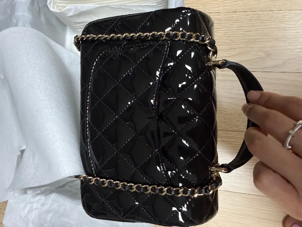 샤넬 뉴미니 탑핸들 페이던트 레더 제니백 사진 8