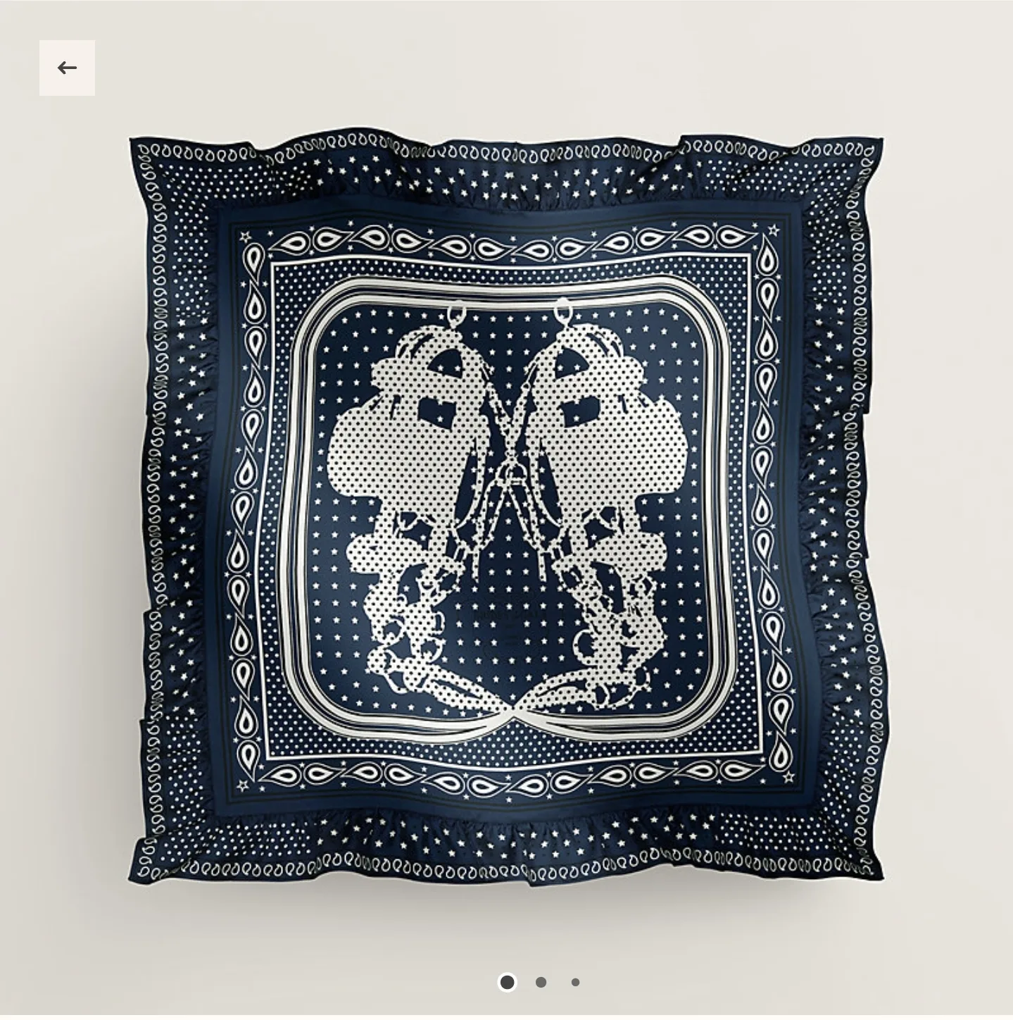 에르메스 (정가 183만원--->119만원 ) BRIDES DE GALA BANDANA A POIS 70 02 마린 퐁쎄 / 누아 / 블랑 새제품