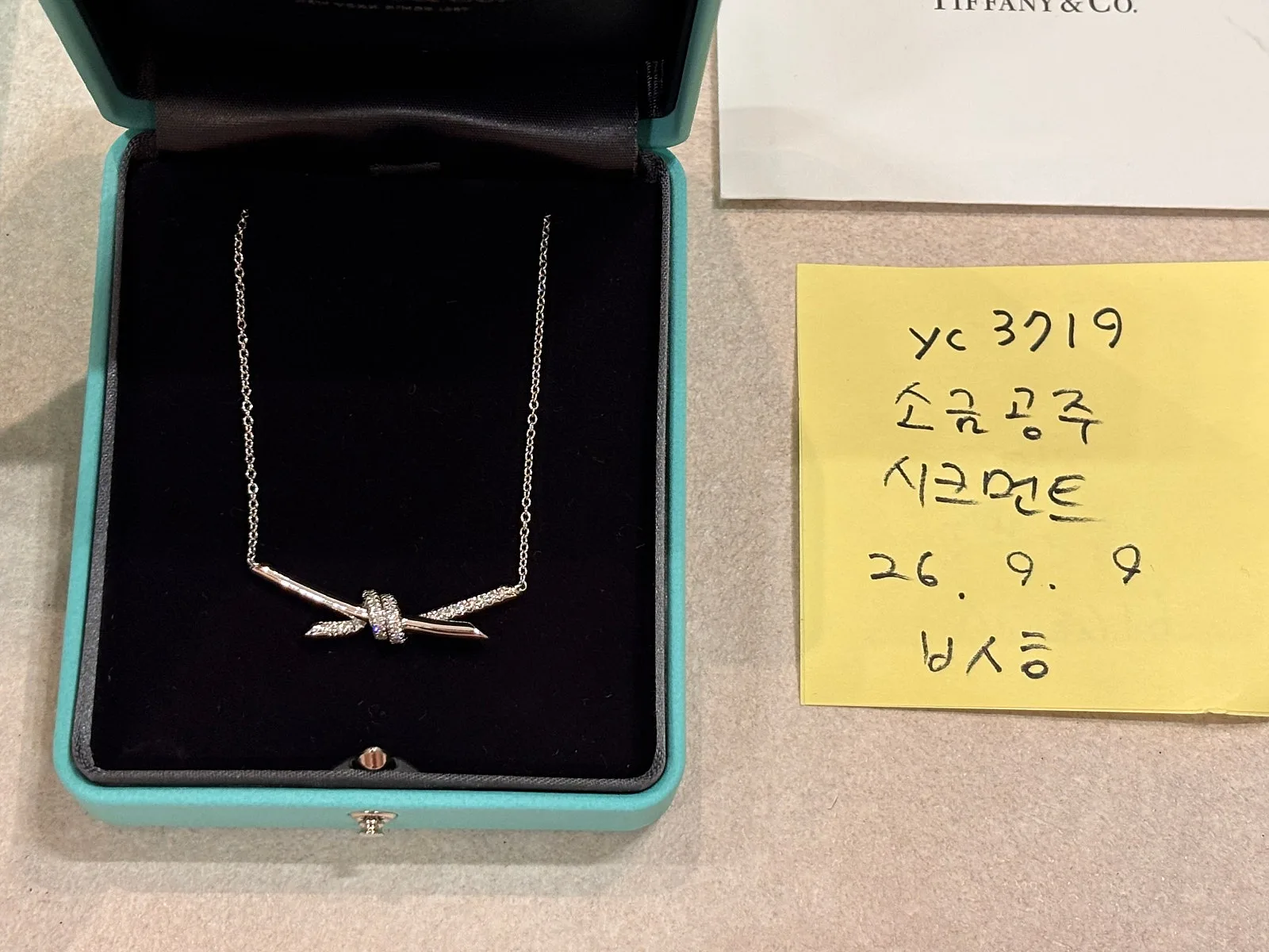 티파니앤코 티파니 노트 목걸이 18K 화이트골드 하프파베 다이아 사진 4