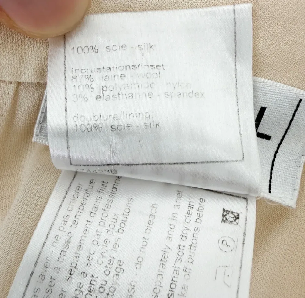 샤넬 CC로고 단추 플리츠 실크 원피스 드레스 아이보리 사진 8
