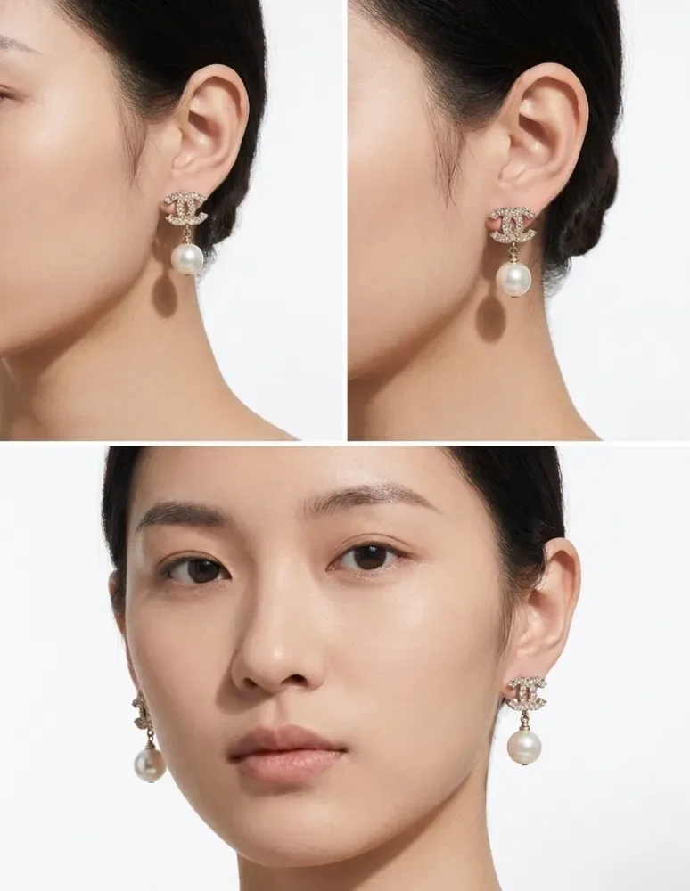 샤넬 CC로고 크리스탈 진주 드롭 귀걸이 사진 2