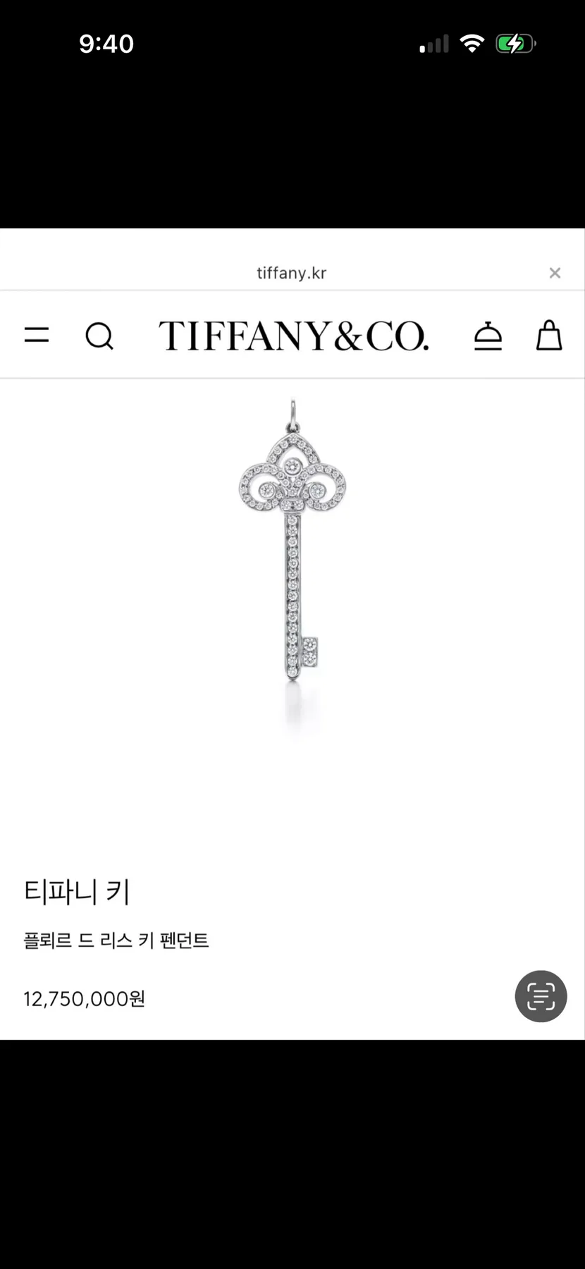 티파니앤코 티파니 플뢰르 드 리스 키 목걸이 (팬던트/체인) 다이아 풀파베 미듐사이즈 사진 1