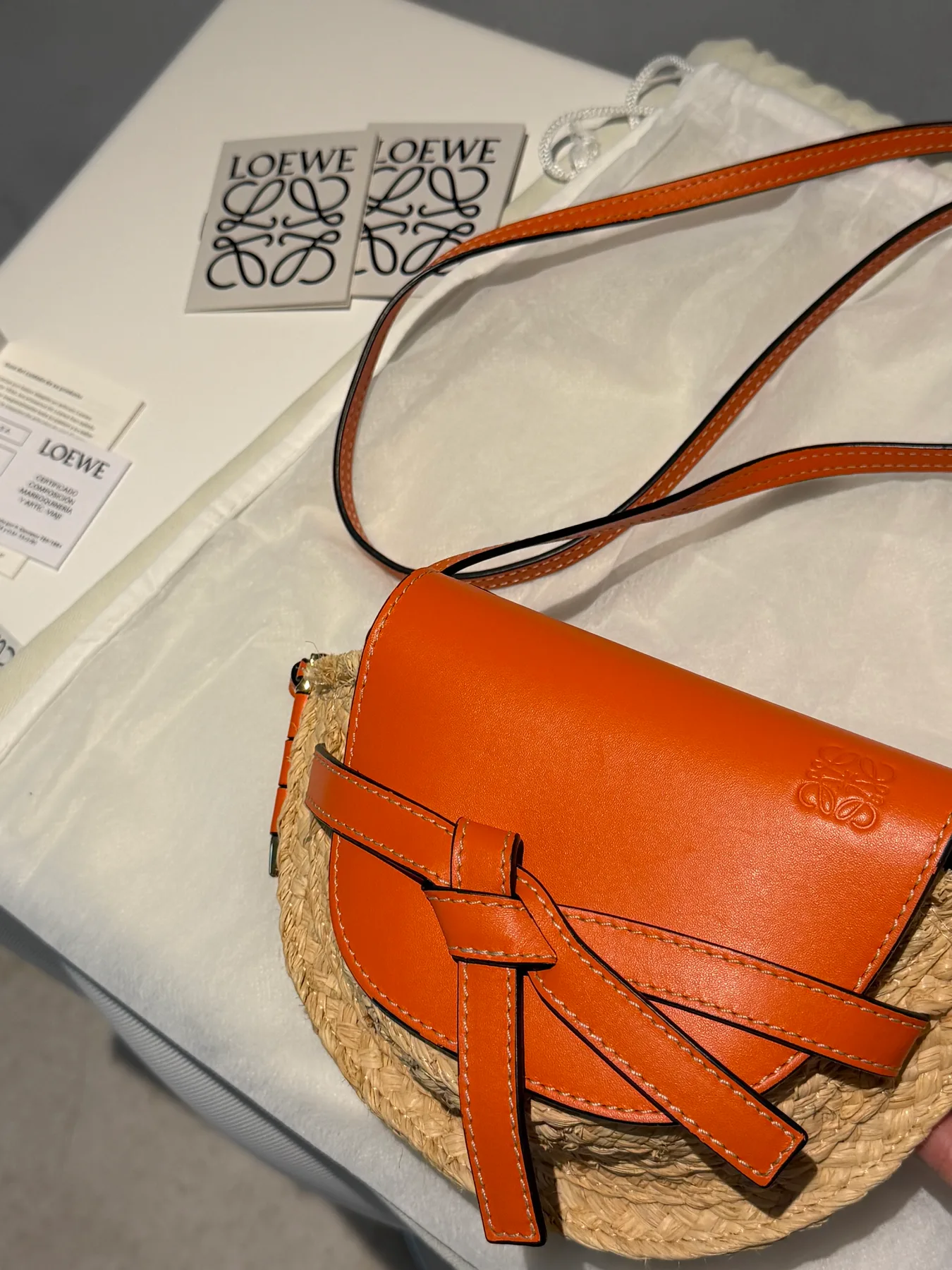 로에베 LOEWE 라피아 미니 게이트백 오렌지 사진 2