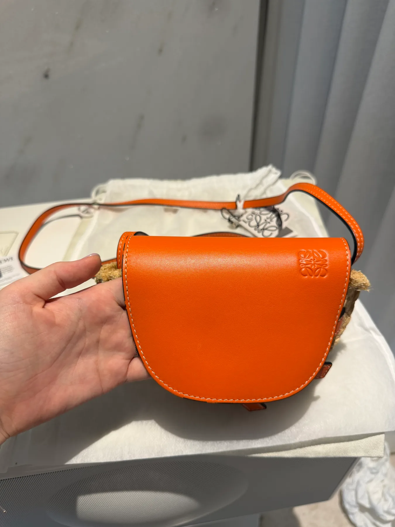 로에베 LOEWE 라피아 미니 게이트백 오렌지 사진 5