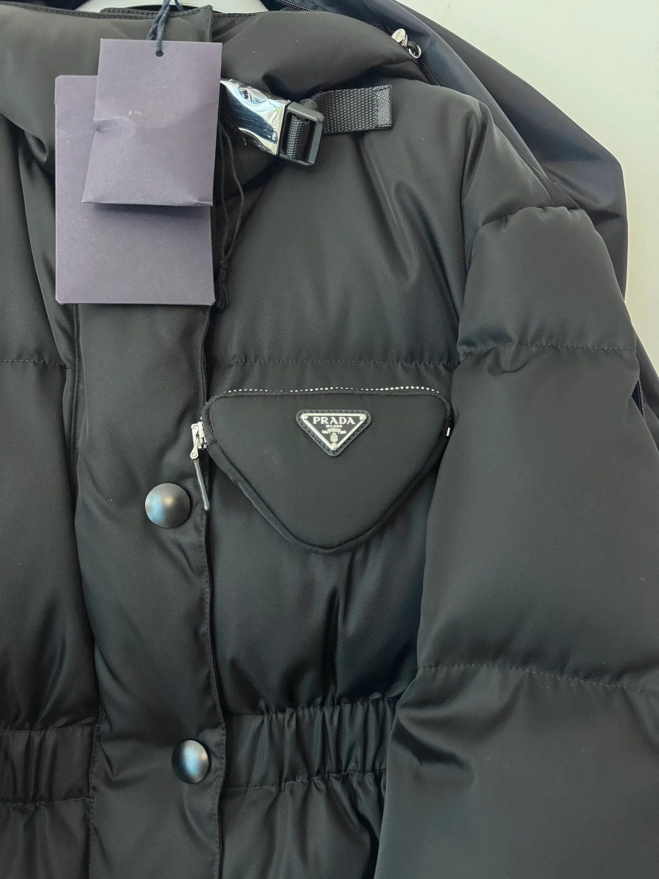 프라다 Prada 패딩 리나일론 다운 파카 푸퍼 블랙 38 사진 3