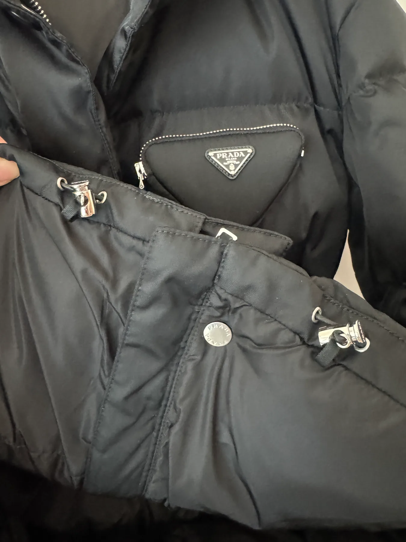 프라다 Prada 패딩 리나일론 다운 파카 푸퍼 블랙 38 사진 4