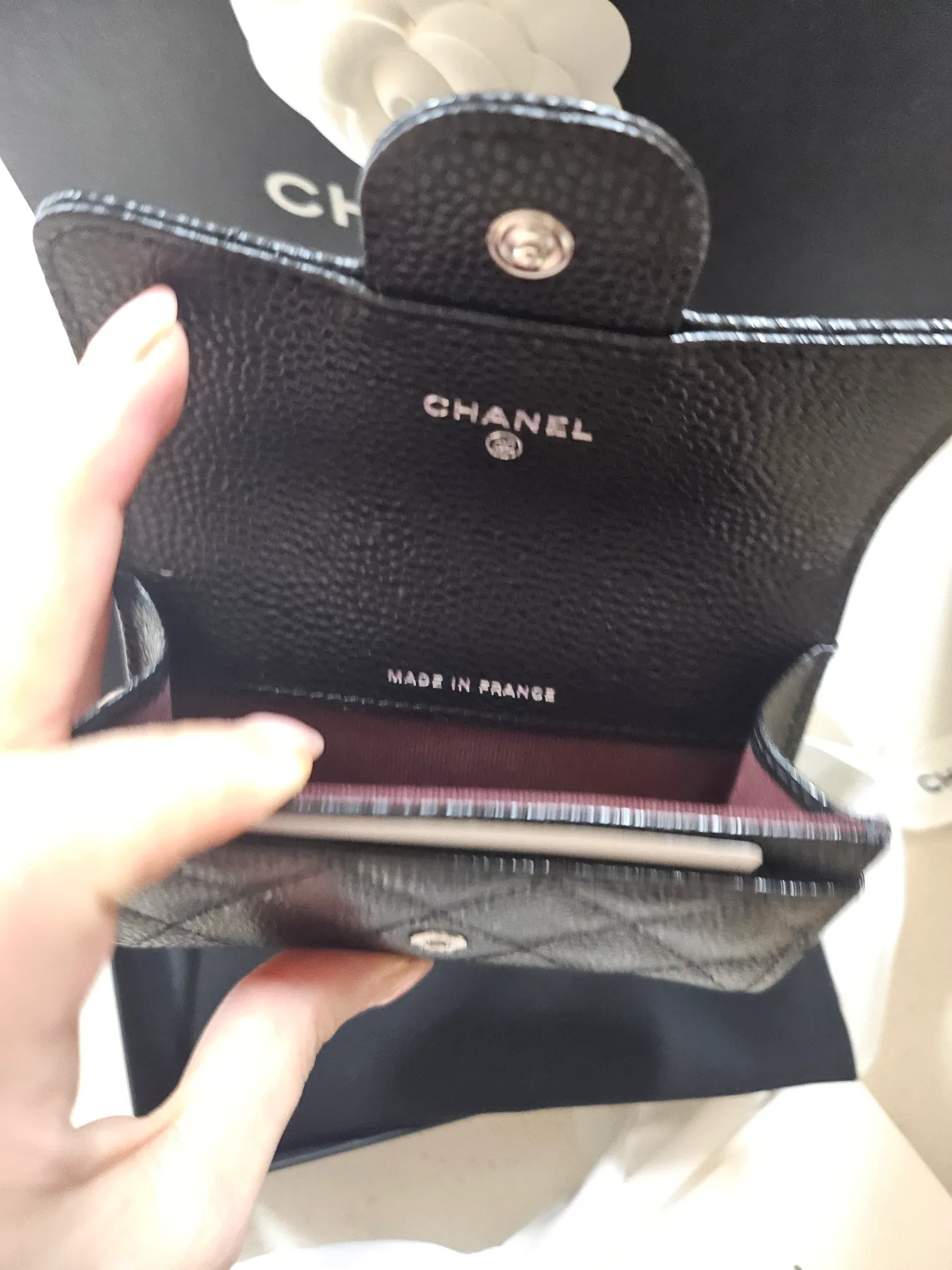 샤넬 클래식똑딱이 카드지갑 은장 사진 4