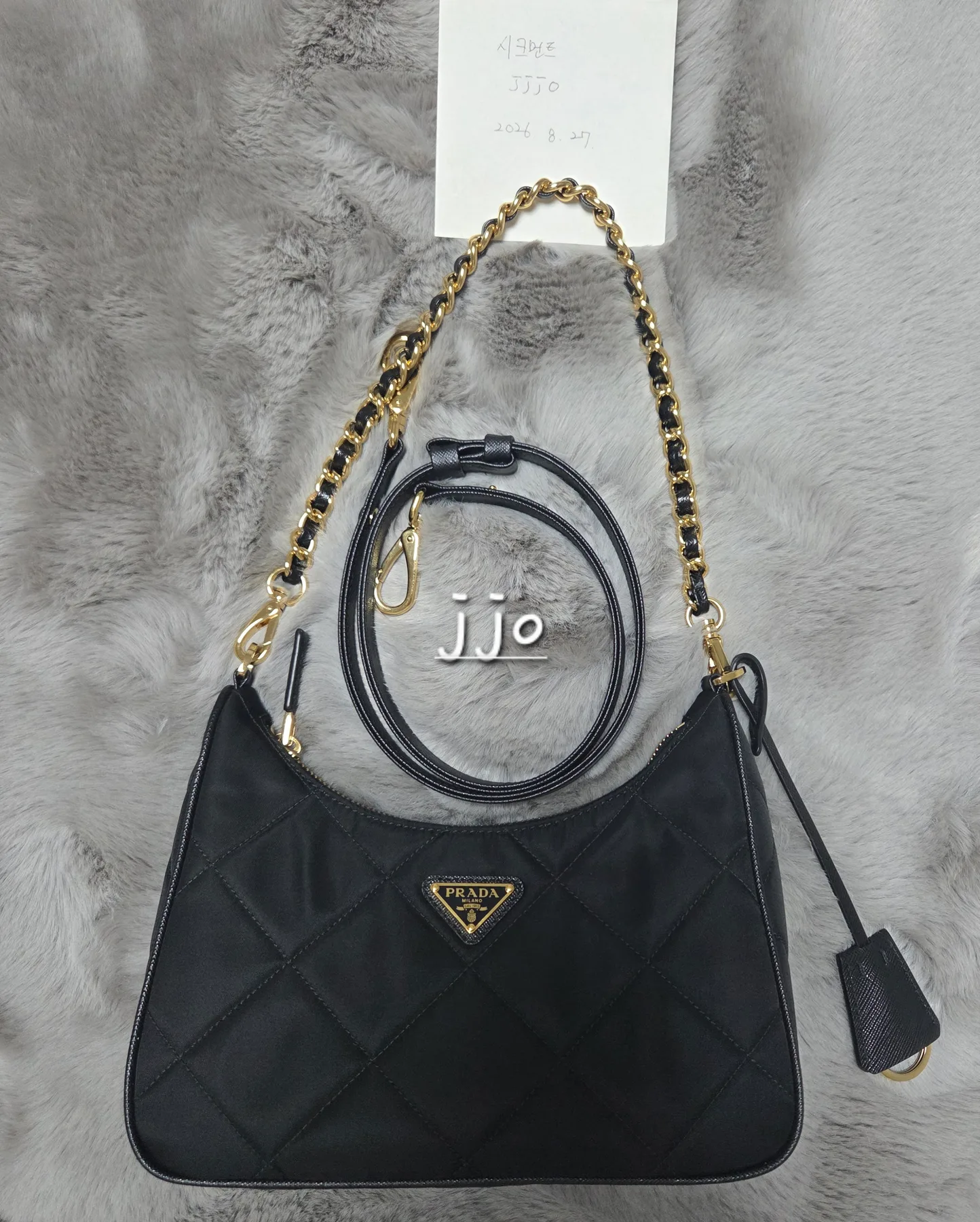 프라다 ♡10만원가격조정♡프라다 리나일론 퀼팅 호보 금 장 1BC204 사진 2