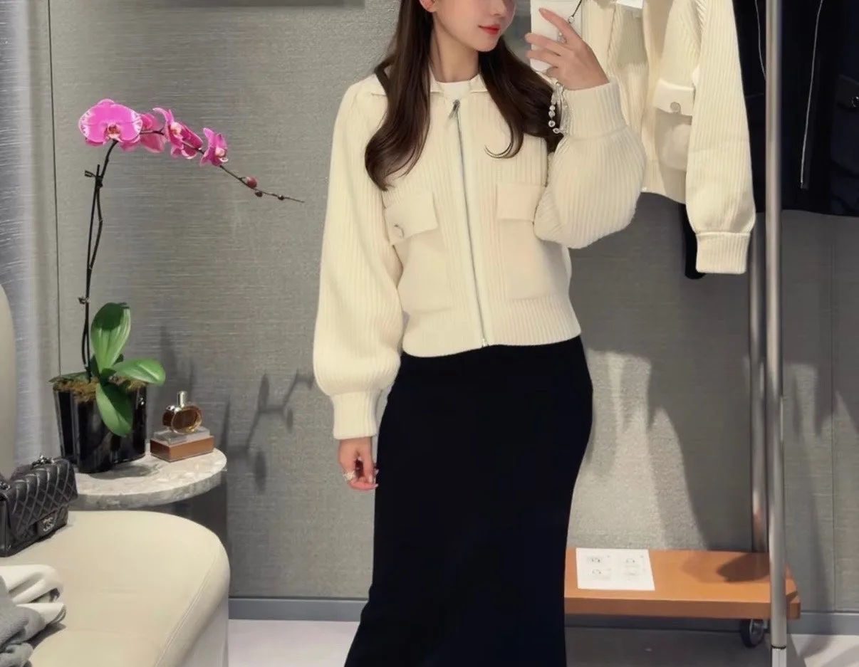 에르메스 26FW 니트 재킷 블랑 36 사진 3