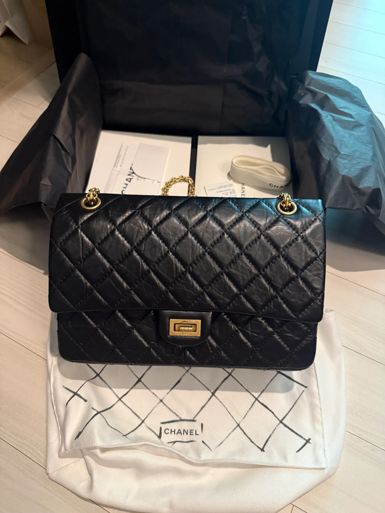 샤넬 빈티지 2.55 플랩백 라지 금장 28번대 사진 1