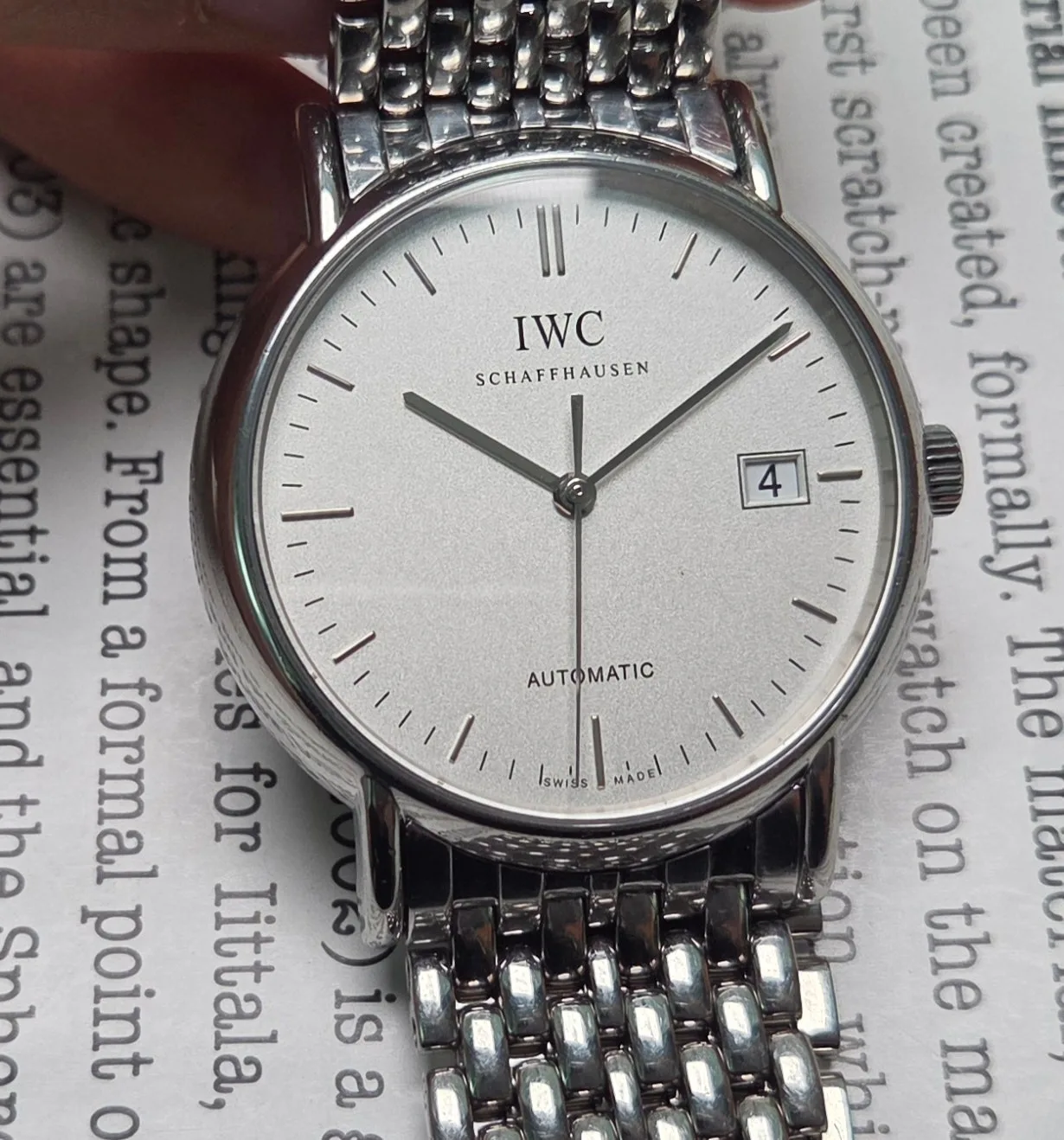 IWC 샤프하우젠 포르토피노38 실버판 오토매틱 쌀알 브레이슬릿