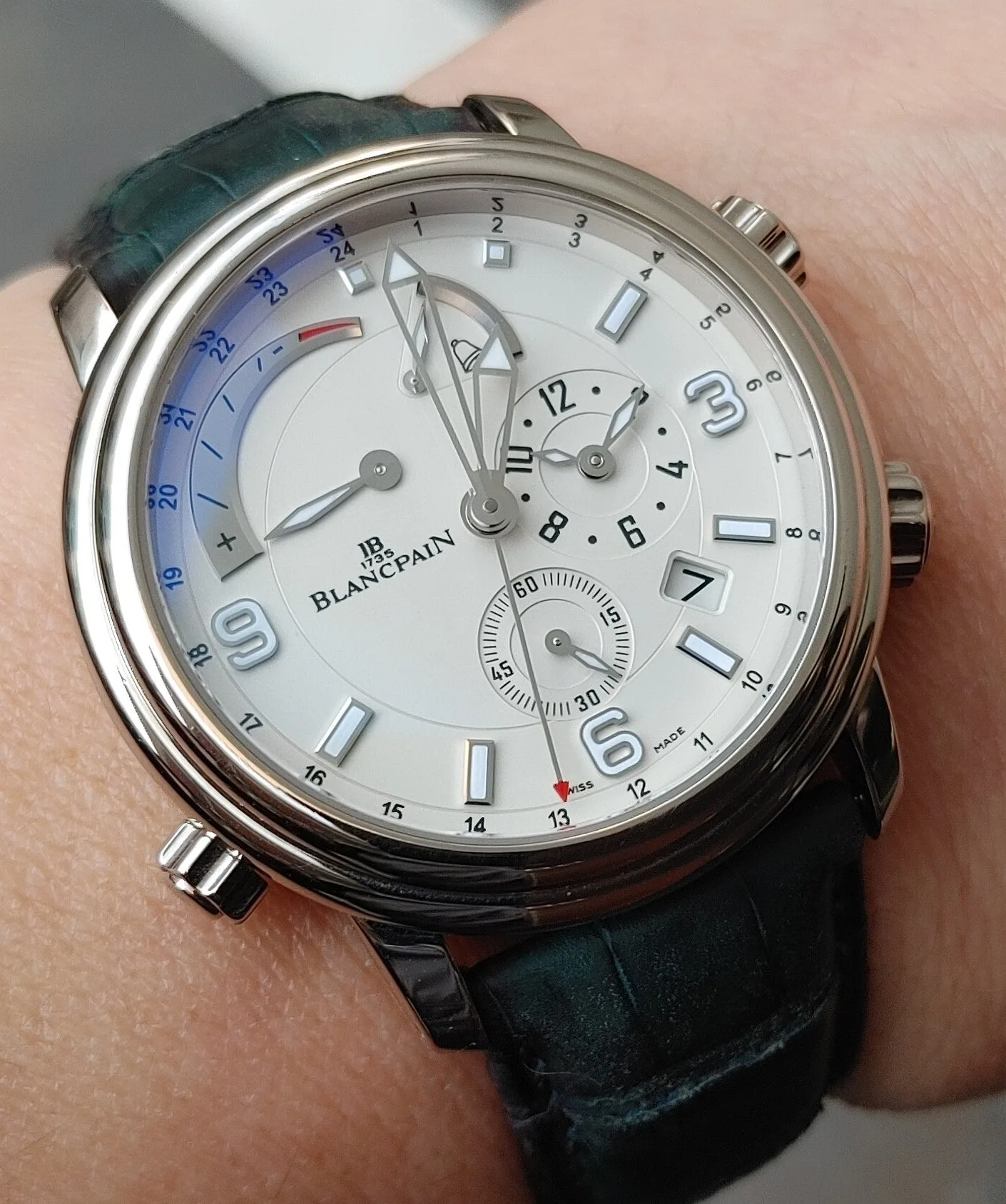블랑팡 알람GMT 18k화이트골드 40mm 2013