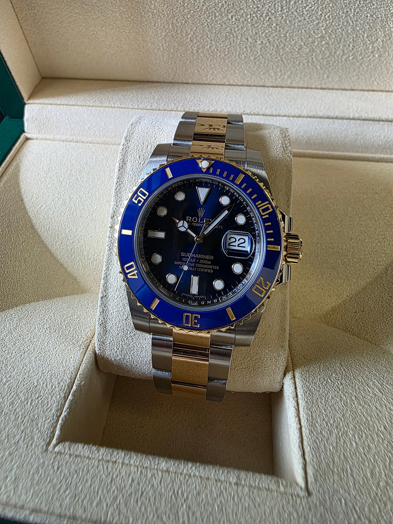 롤렉스 서브마리너 40mm 청판 옐로우골드 콤비 116613LB 2019