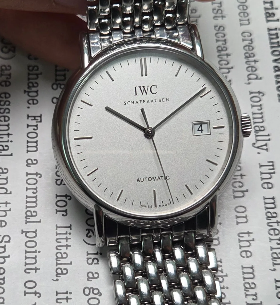 IWC 포르토피노38 실버판 오토매틱 쌀알 브레이슬릿
