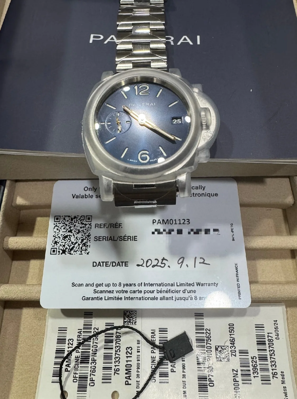 파네라이 루미노르 듀에 38mm 청판 브레이슬릿 2025 사진 8