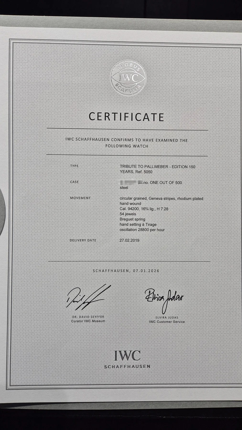IWC 트리뷰트 폴베버 150주년 한정 생산 2019 사진 7