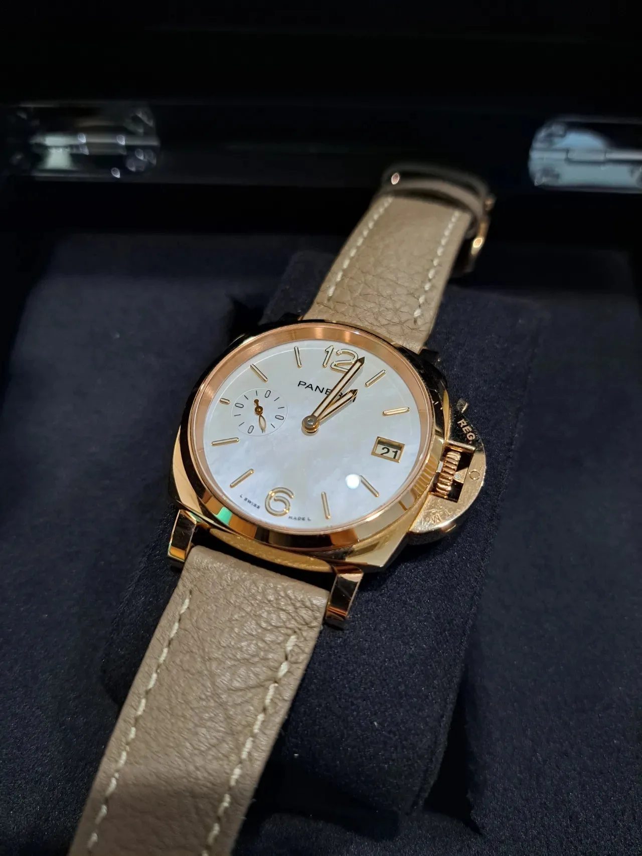 파네라이 루미노르 듀에 38mm 자개판 로즈골드 PAM01280 2021 사진 4