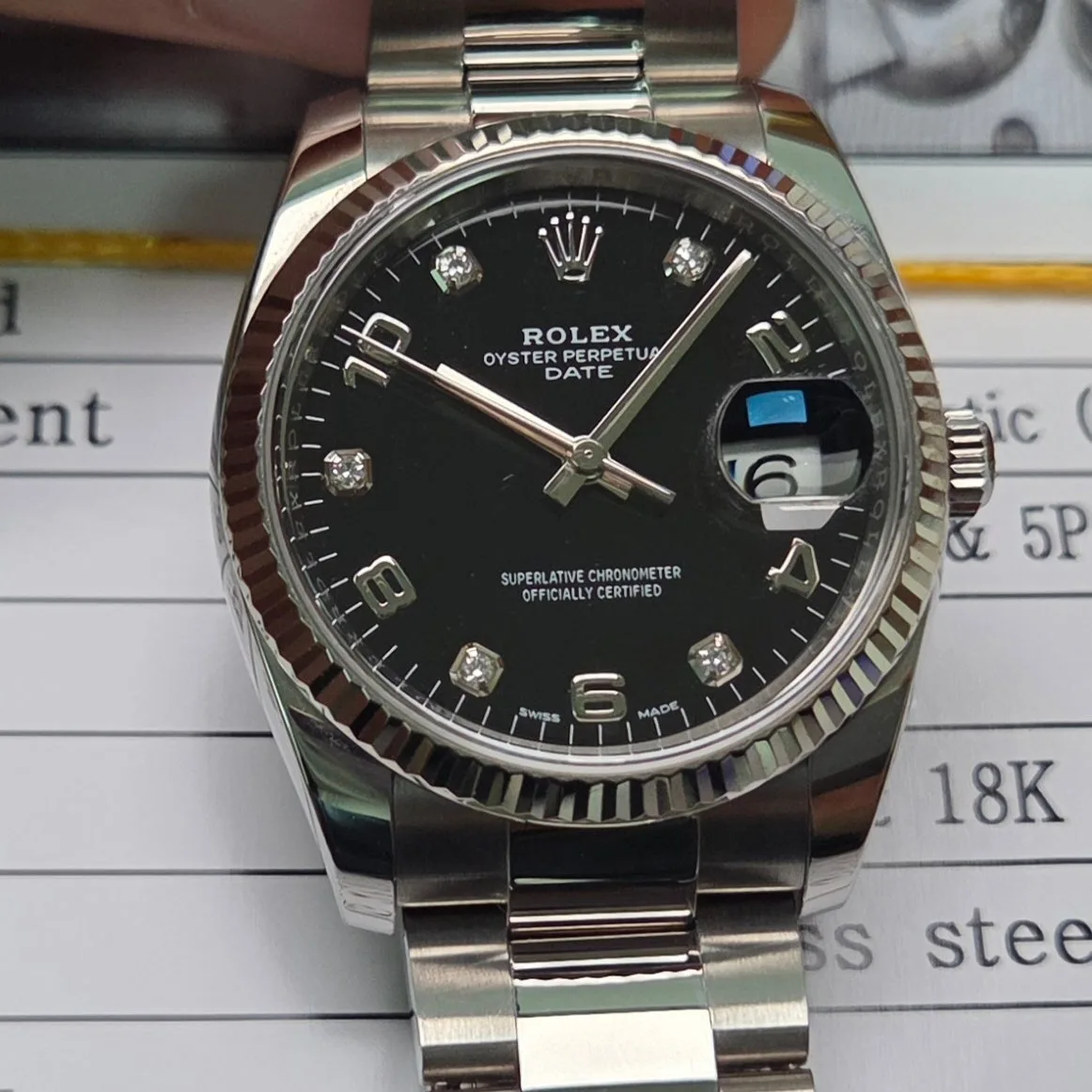 롤렉스 오이스터 데이트 Ref.115234 블랙아라빅 5P다이아 사진 1