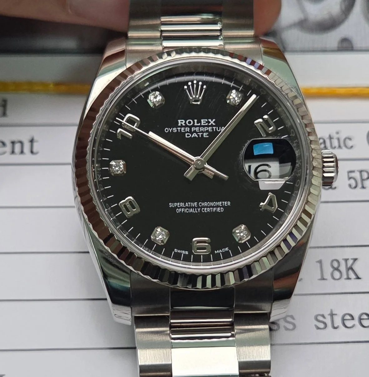 롤렉스 오이스터 데이트 Ref.115234 블랙아라빅 5P다이아 사진 2
