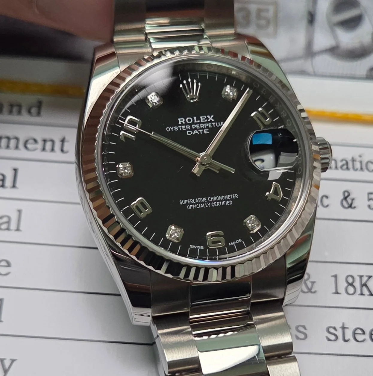 롤렉스 오이스터 데이트 Ref.115234 블랙아라빅 5P다이아 사진 3