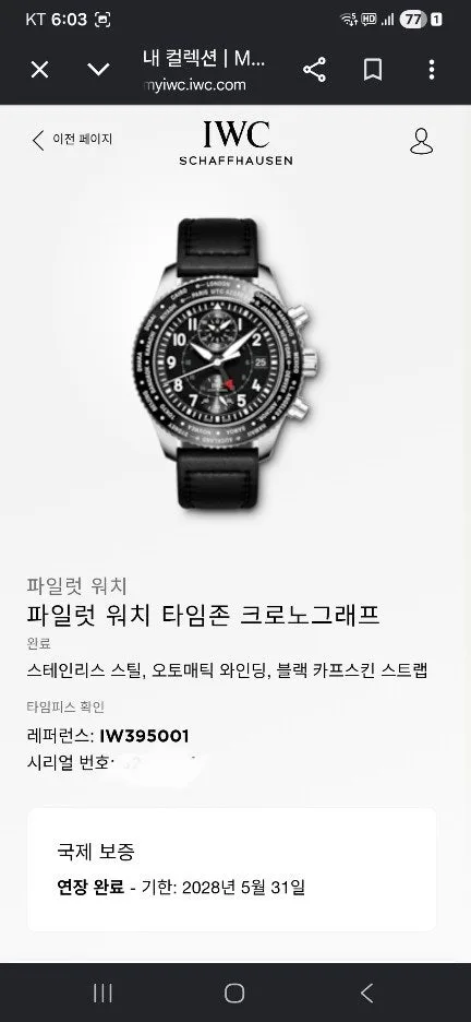 IWC 타임존 크로노그래프 IW395001 2020 사진 5