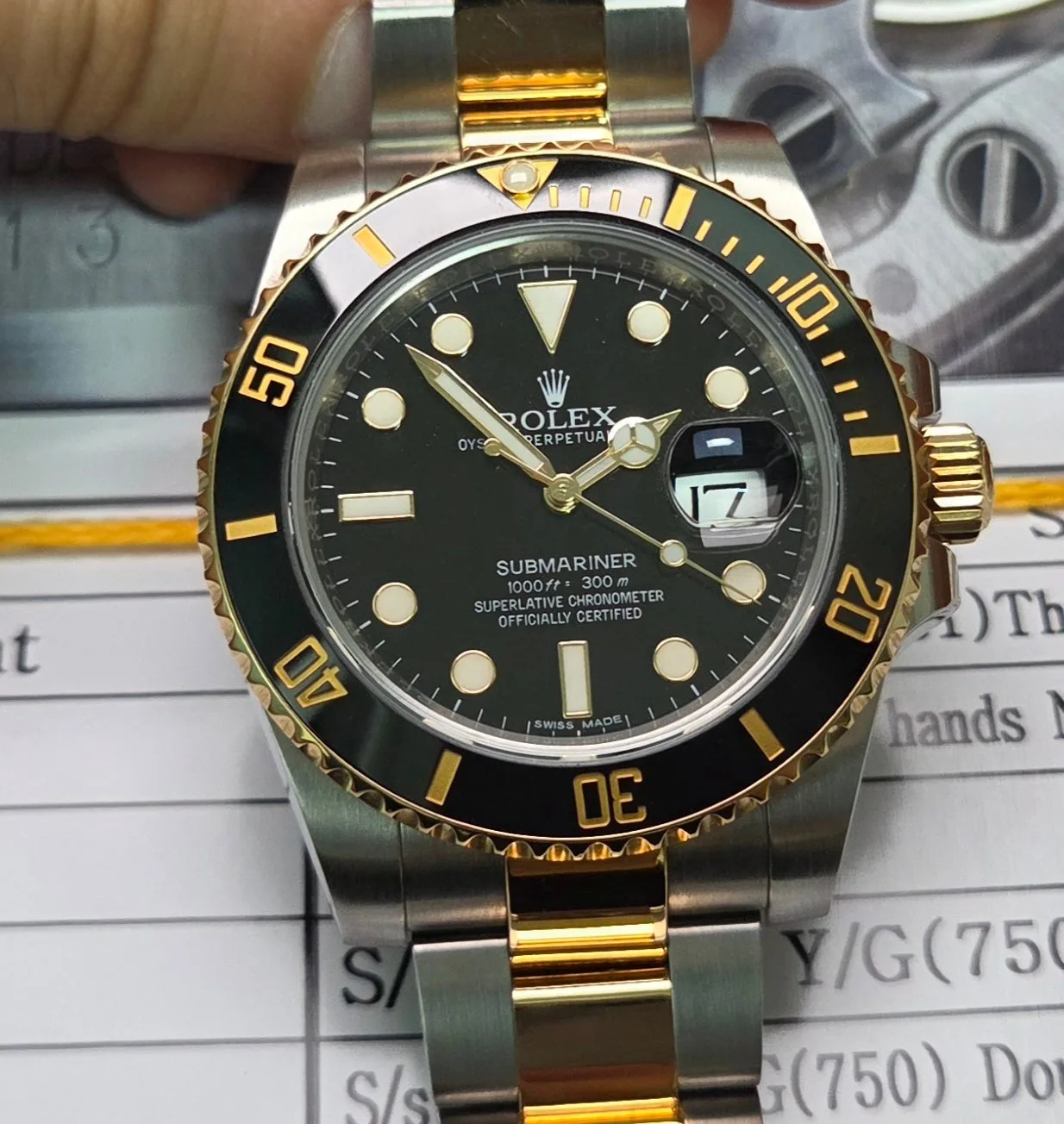 롤렉스 서브마리너 흑콤 40mm 골드콤비 오토매틱 사진 2