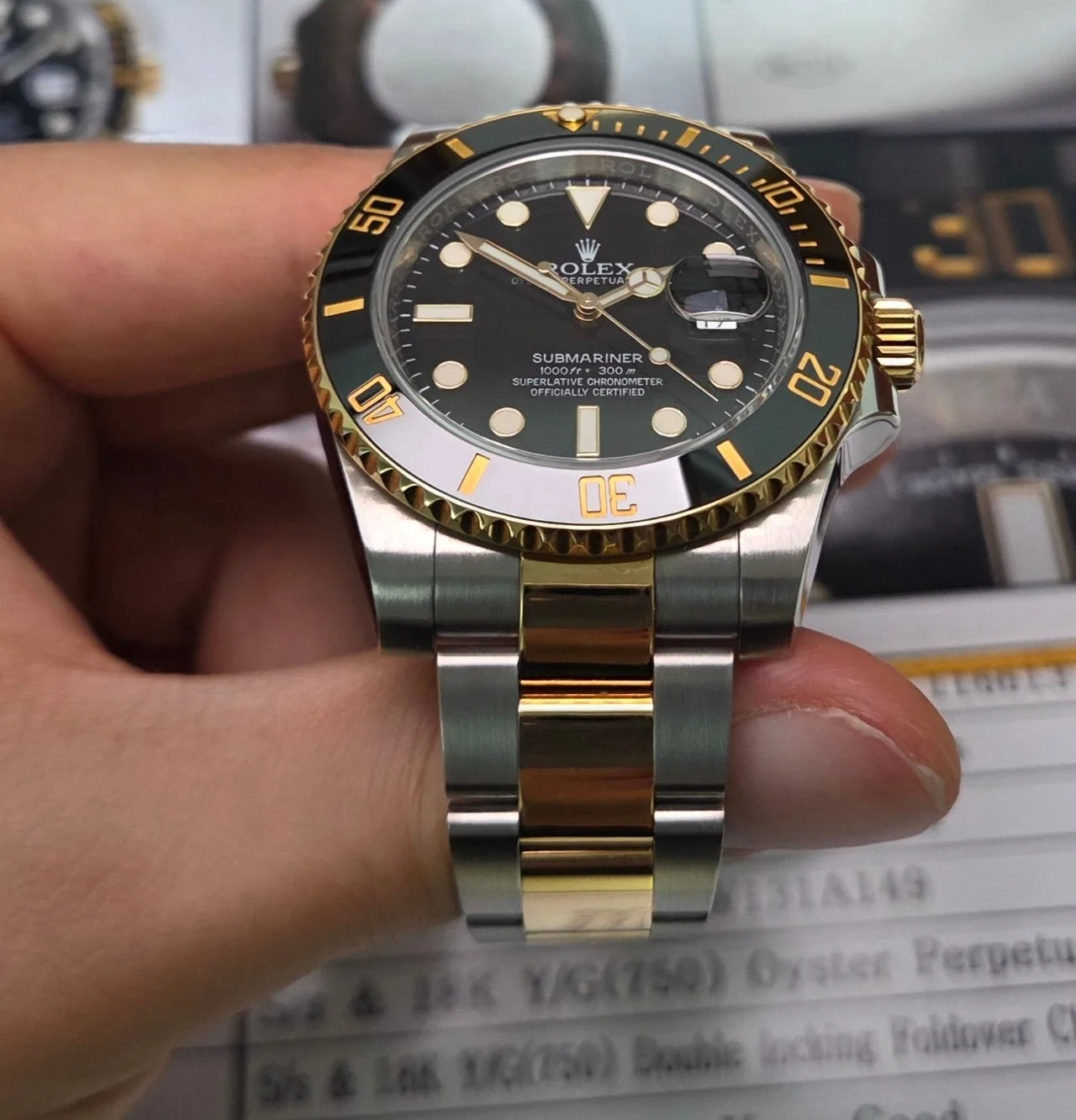롤렉스 서브마리너 흑콤 40mm 골드콤비 오토매틱 사진 8
