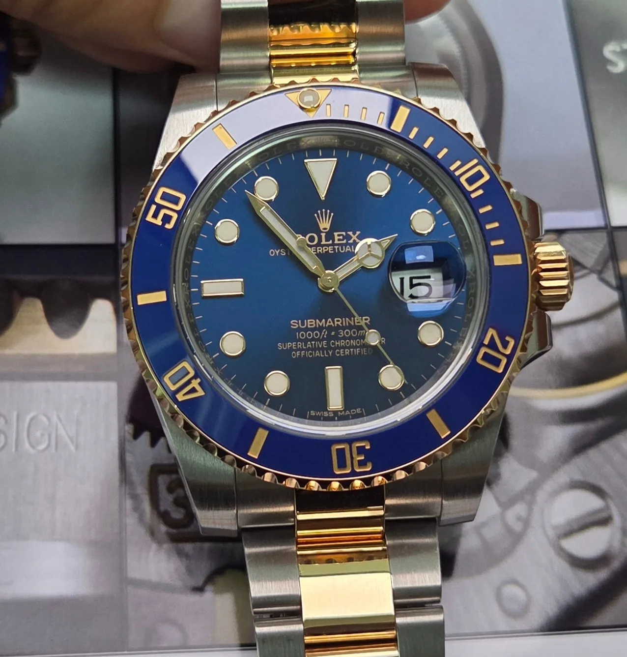 롤렉스 서브마리너 청콤 40mm 골드콤비 오토매틱 사진 1