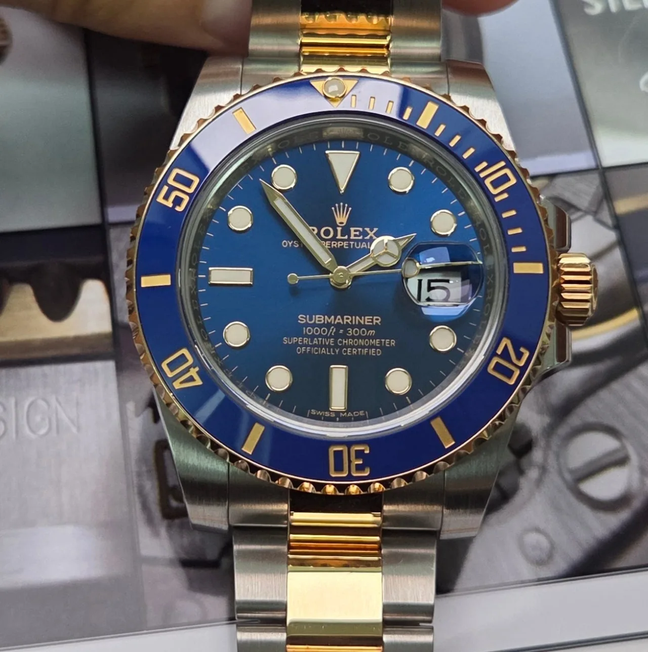 롤렉스 서브마리너 청콤 40mm 골드콤비 오토매틱 사진 3