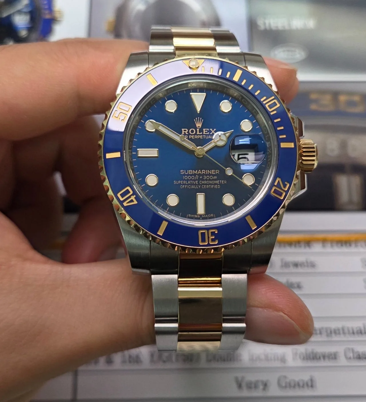 롤렉스 서브마리너 청콤 40mm 골드콤비 오토매틱 사진 5