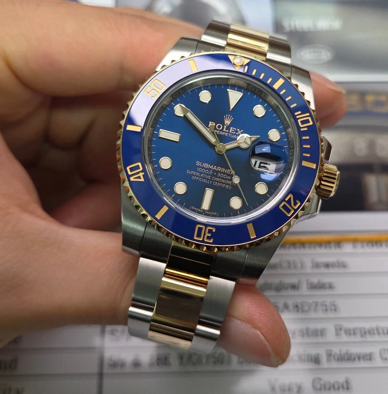 롤렉스 서브마리너 청콤 40mm 골드콤비 오토매틱 사진 6