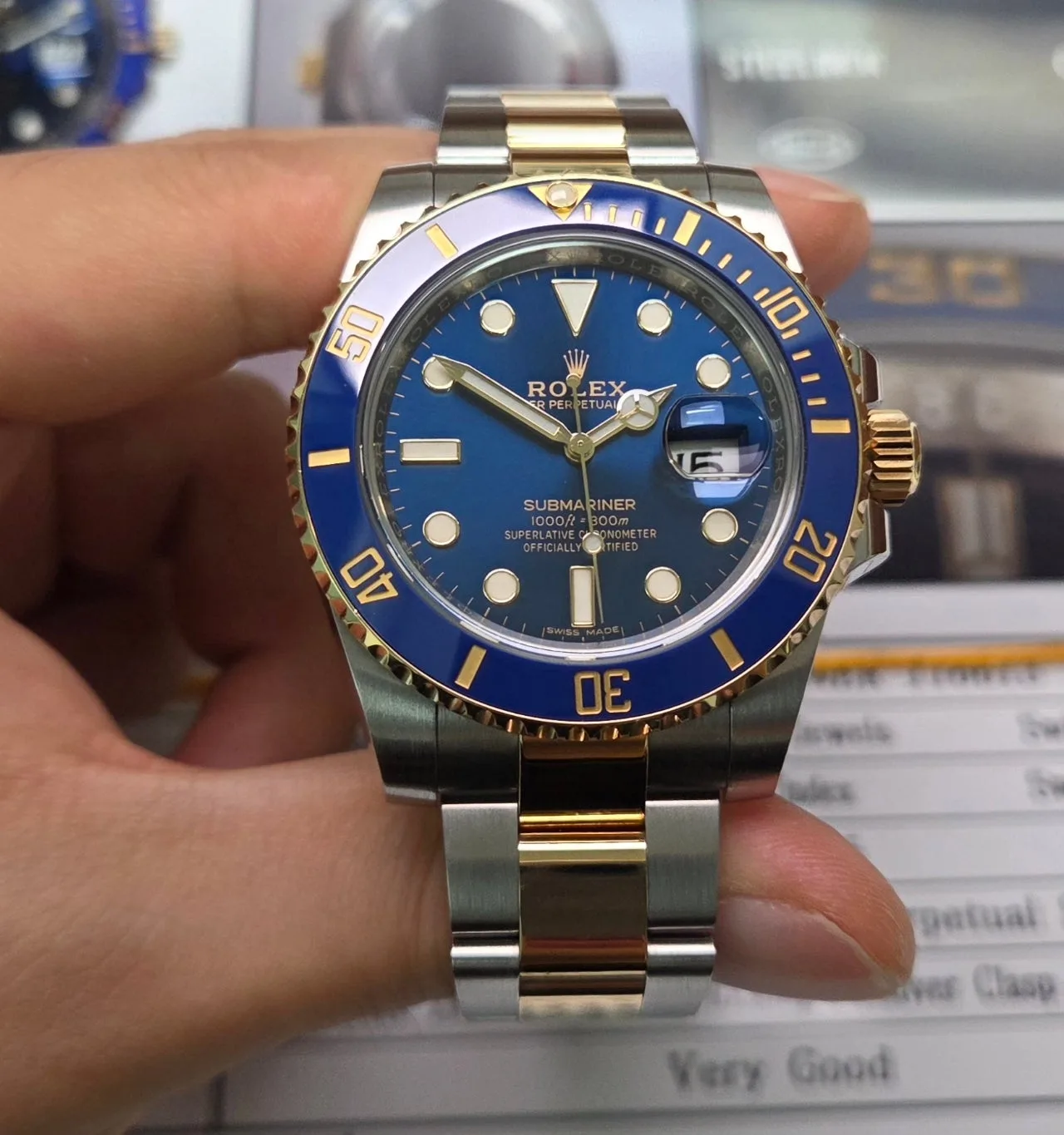 롤렉스 서브마리너 청콤 40mm 골드콤비 오토매틱 사진 8
