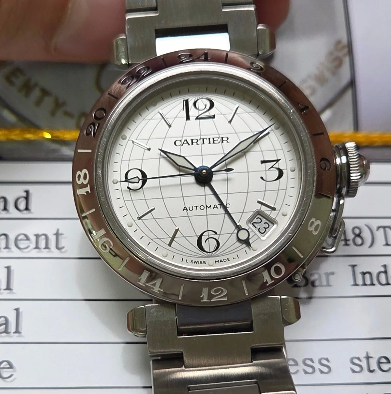 까르띠에 파샤 GMT 지구본다이얼 실버판 36mm 브레이슬릿 사진 2