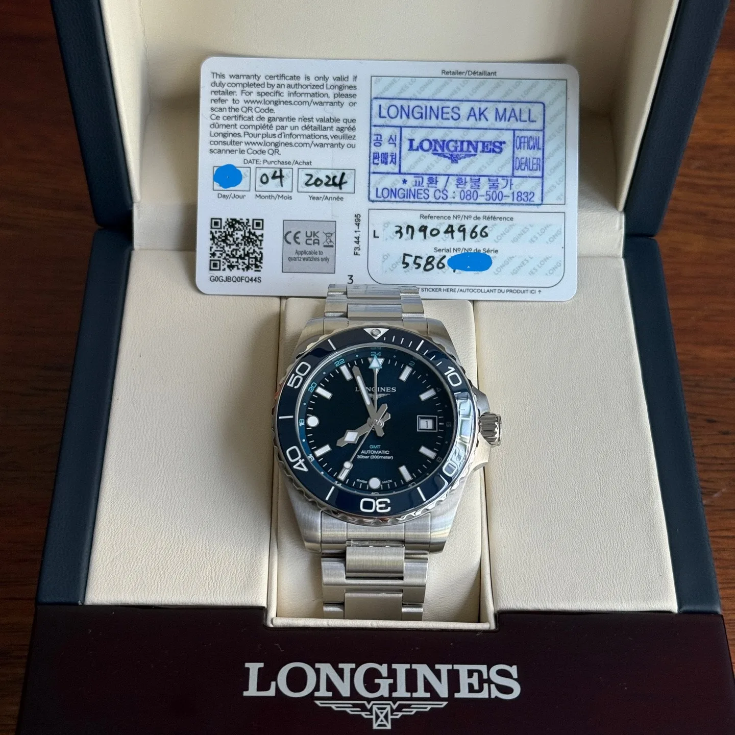 론진 L37904966 하이드로콘퀘스트 GMT 41mm 블루 다이얼 2024 사진 2