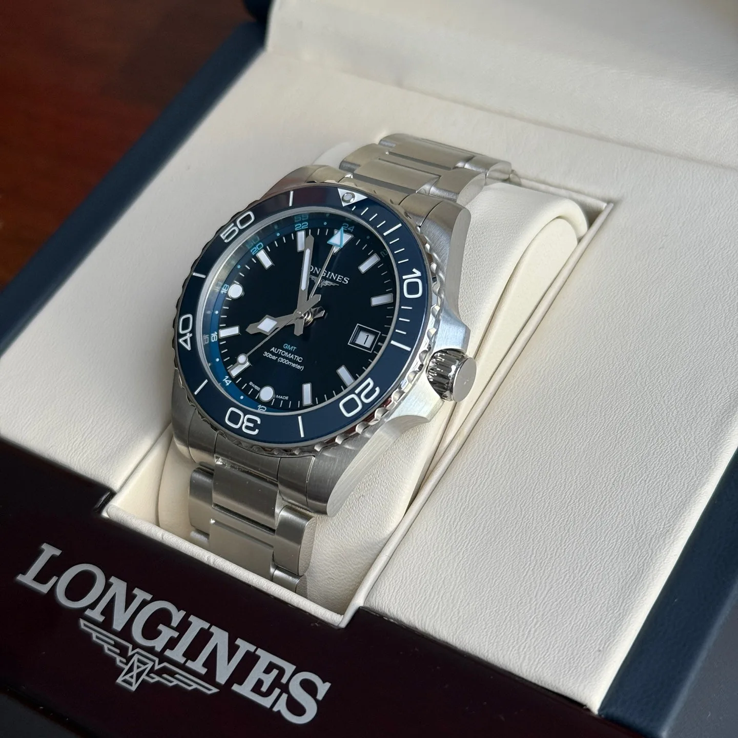 론진 L37904966 하이드로콘퀘스트 GMT 41mm 블루 다이얼 2024 사진 5