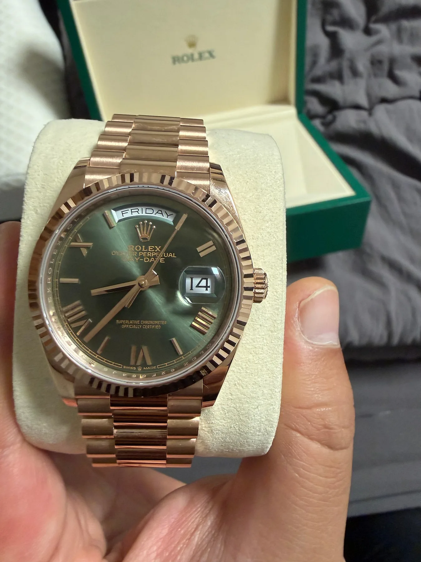 롤렉스 데이데이트 로즈골드 올리브그린 36mm 2025 사진 3