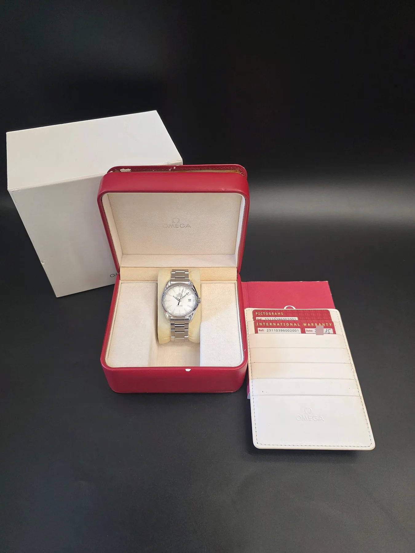 오메가 씨마스터 아쿠아테라 쿼츠 38.5mm 화이트 스틸 2015 사진 3