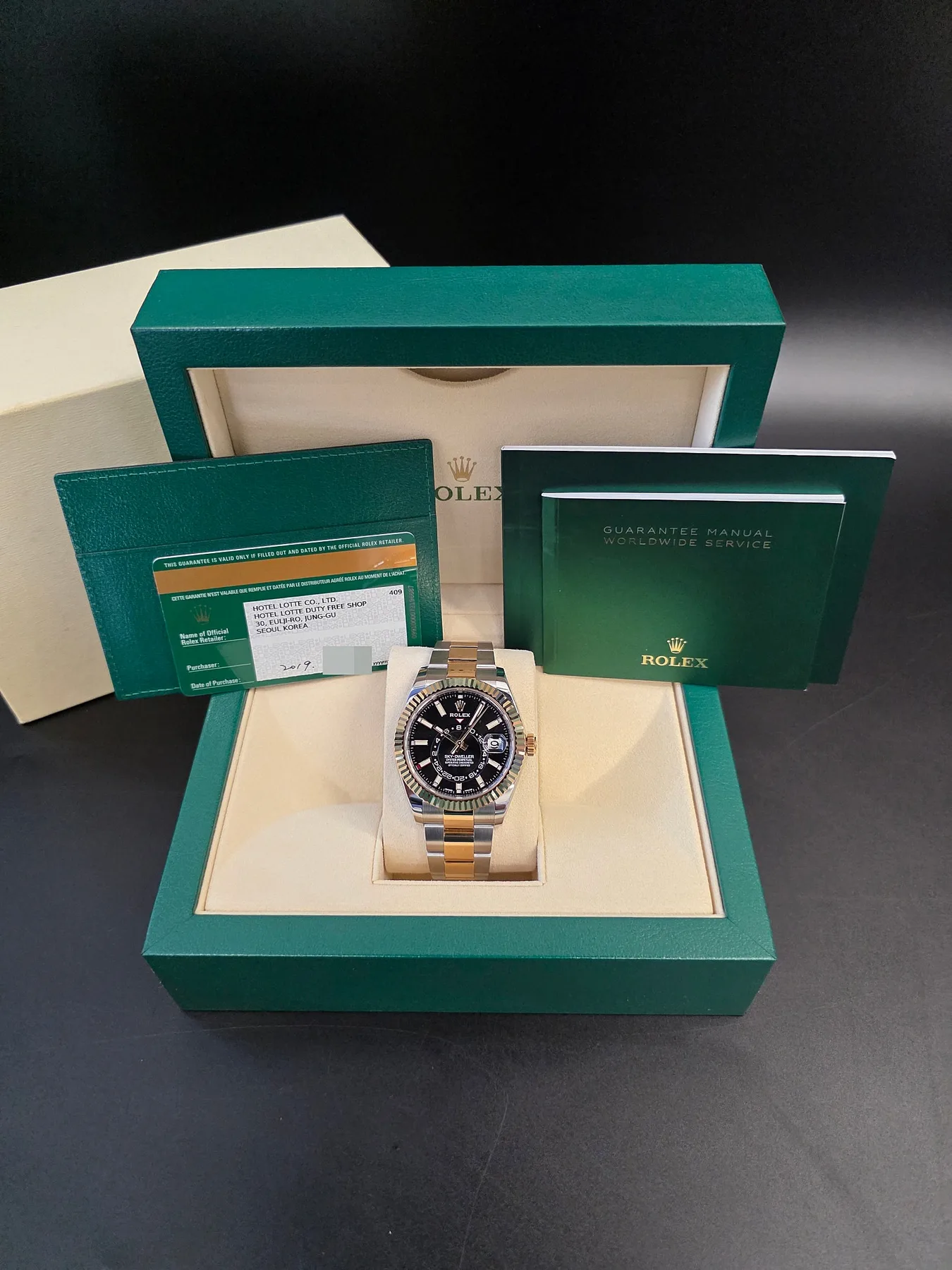 롤렉스 스카이드웰러 42mm 검판 오이스터 옐로우골드 콤비 2019 사진 3