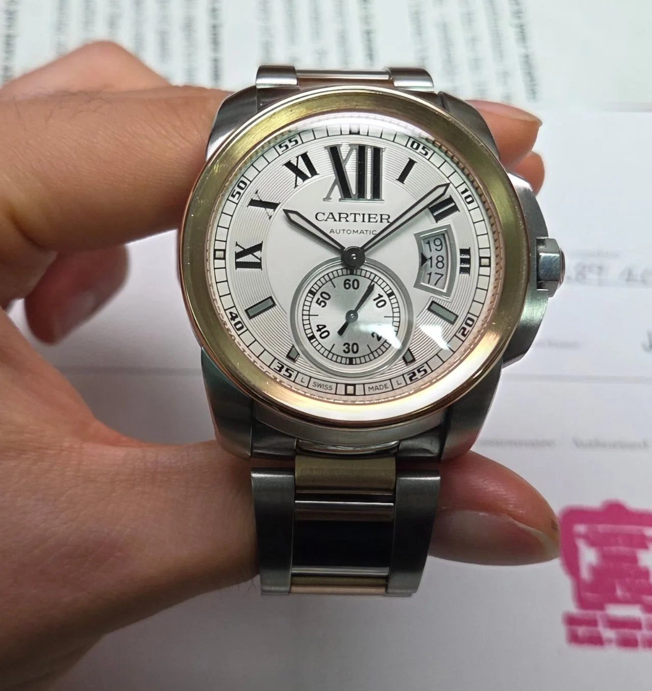 까르띠에 칼리브 드 18K콤비 42mm 오토매틱 브레이슬릿 2012 사진 4