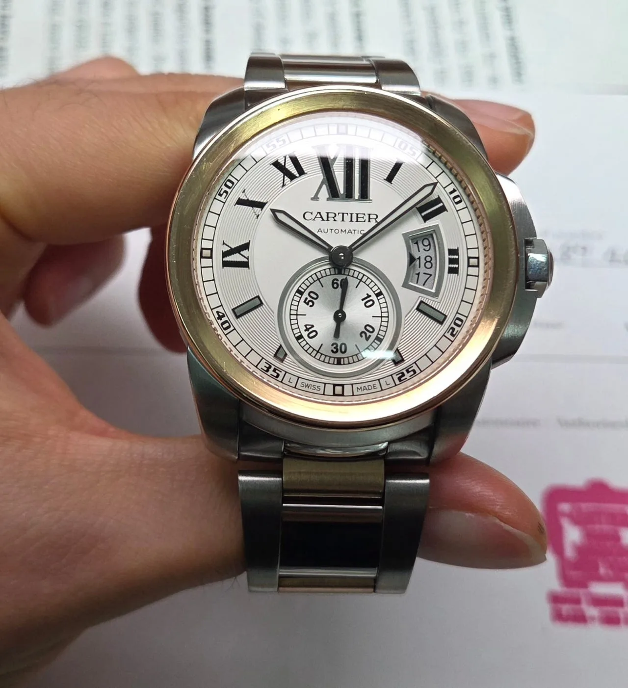 까르띠에 칼리브 드 18K콤비 42mm 오토매틱 브레이슬릿 2012 사진 5