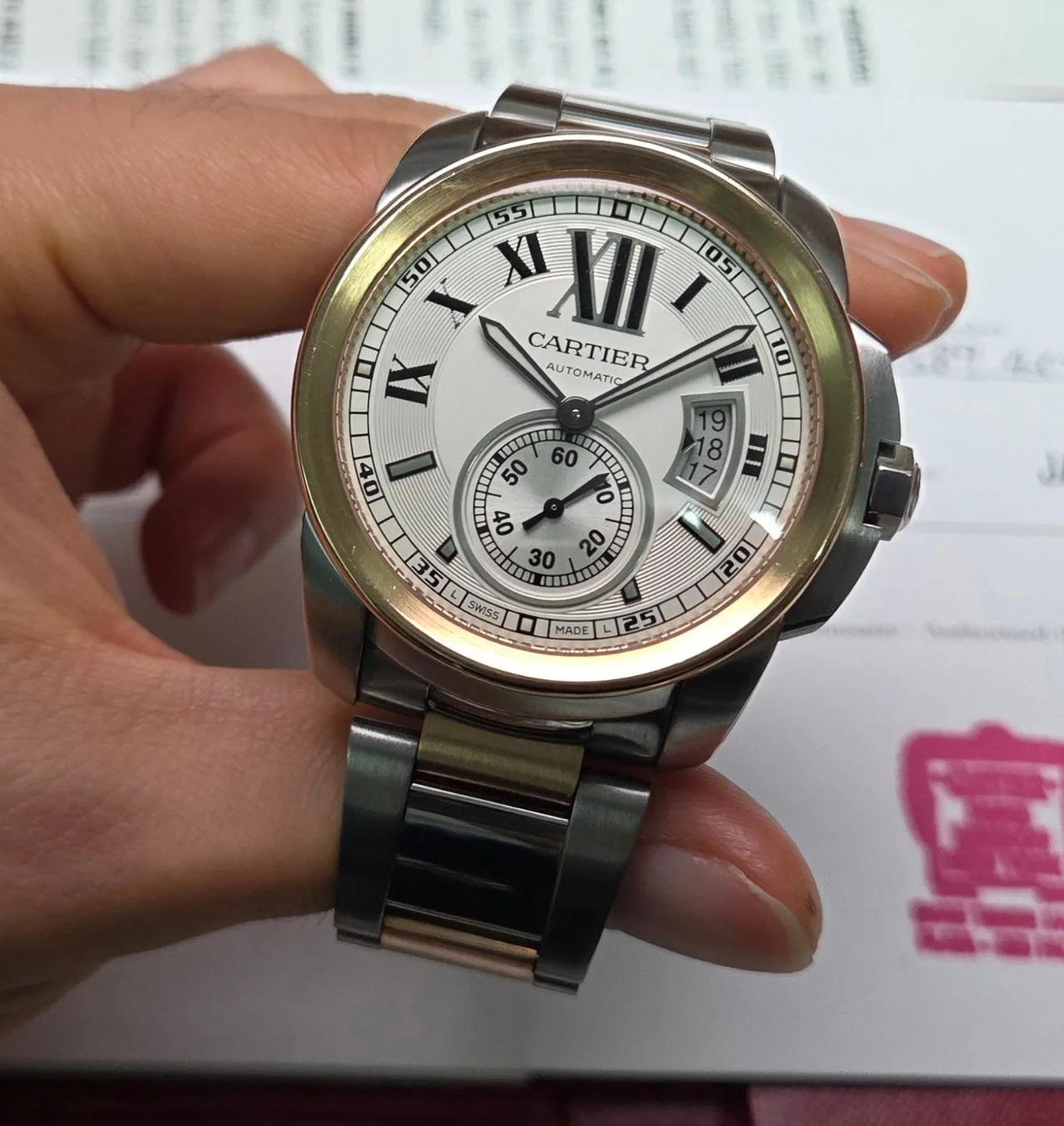 까르띠에 칼리브 드 18K콤비 42mm 오토매틱 브레이슬릿 2012 사진 6