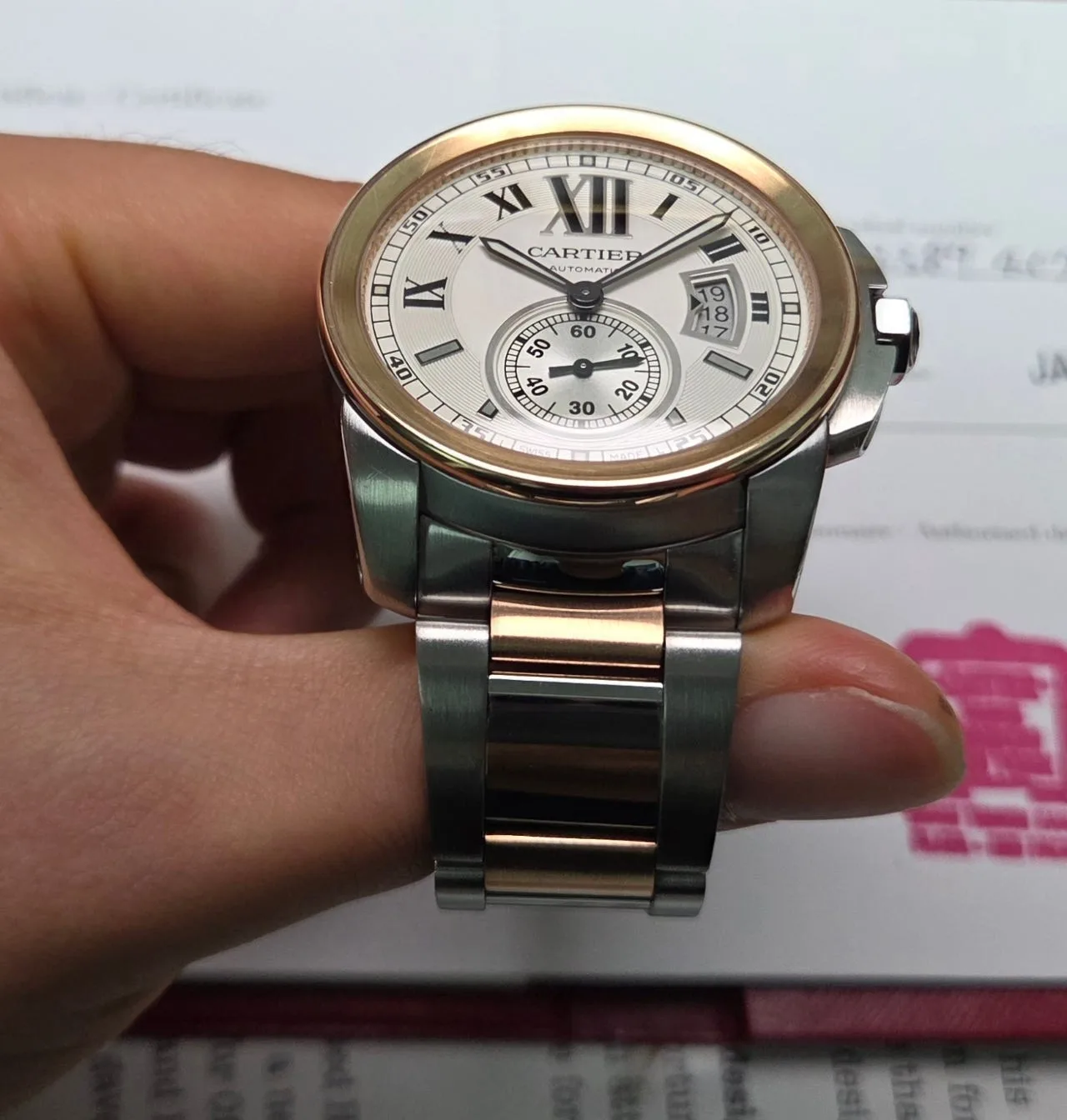 까르띠에 칼리브 드 18K콤비 42mm 오토매틱 브레이슬릿 2012 사진 7