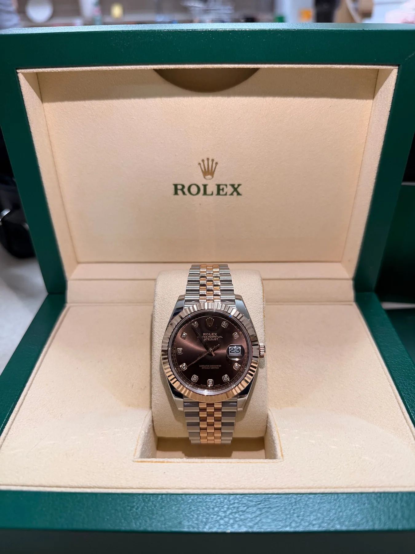 롤렉스 데이저스트 41mm 초코 텐포인트 다이아 로즈골드 콤비 플루티드 베젤 쥬빌레 2018 사진 1